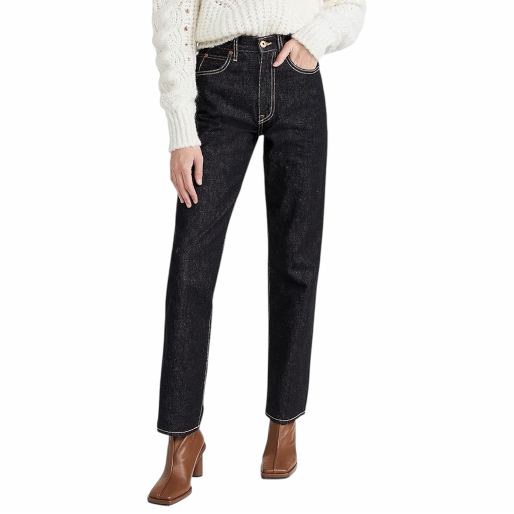 SLVRLAKE London High Rise Straight Leg Jeans Empty Sky Dark Wash
